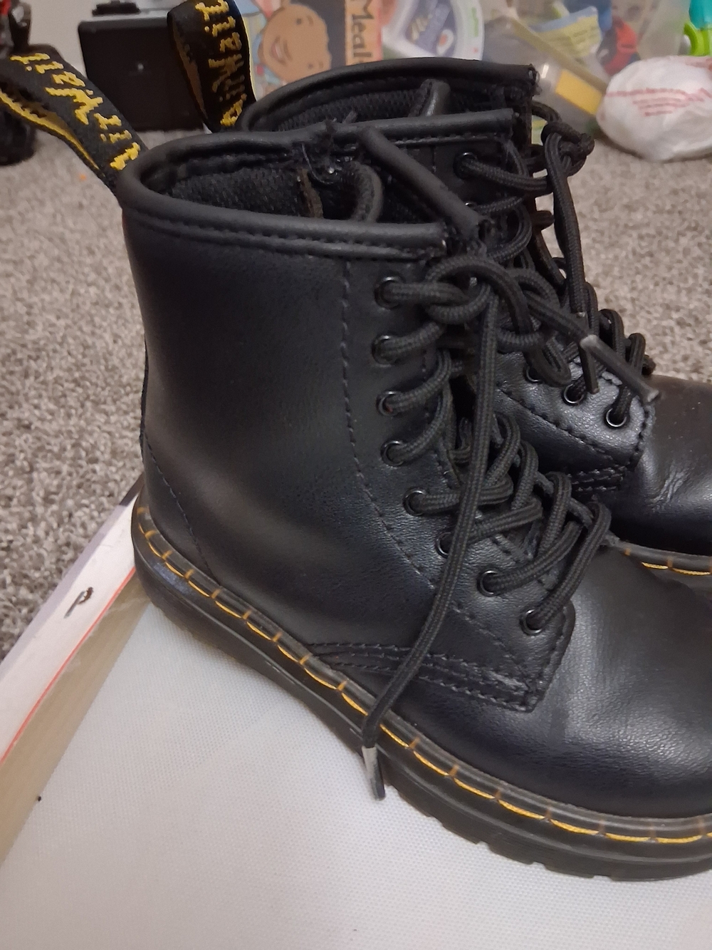 Classic Black Lace-Up Boots with Yellow Stitching